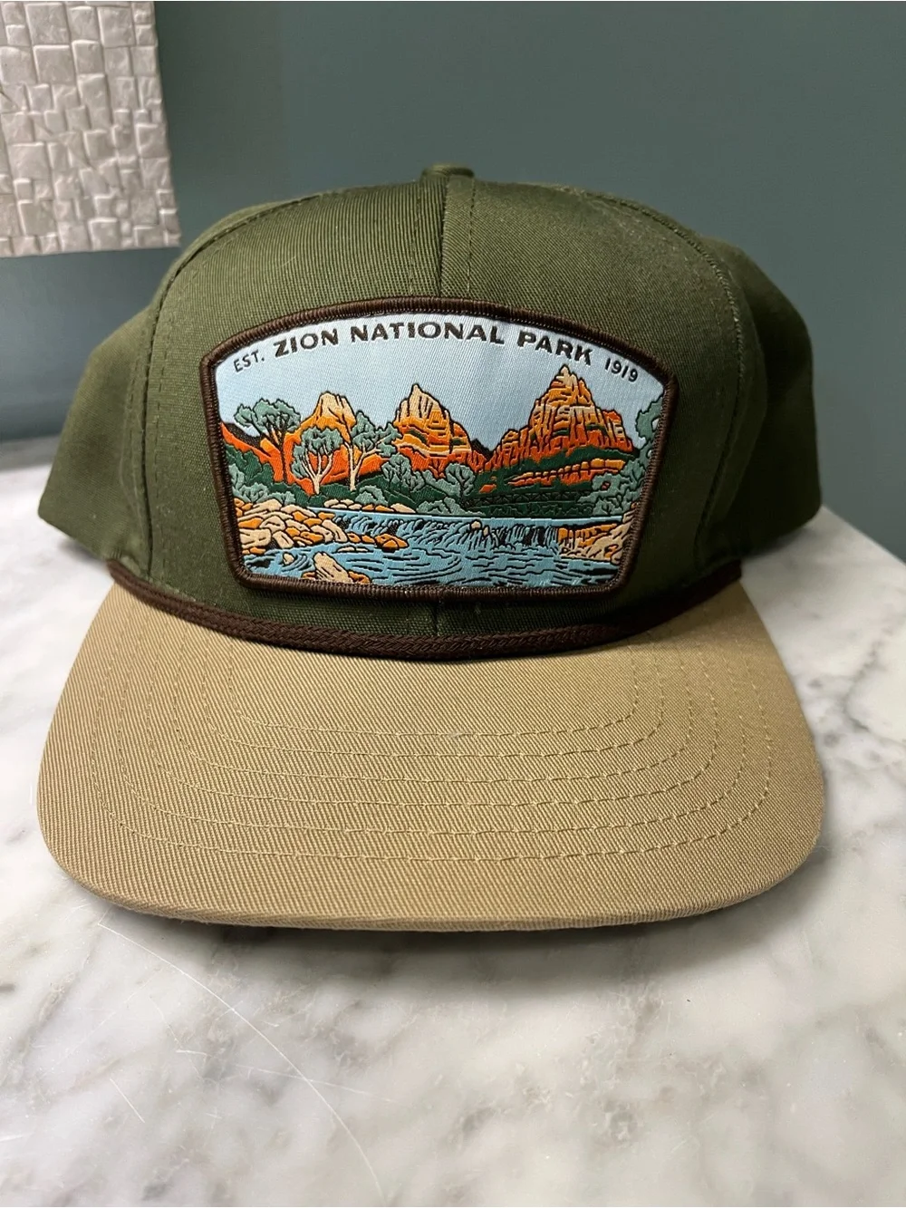 Zion National Park Olive & Khaki Patch Cap